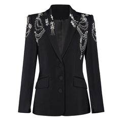 Gorgeous Heavy Crystal Beading Women's Short Coat